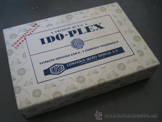 Cajas y cajitas met&aacute;licas: caja de farmacia/ medicamento de a&ntilde;os 50/60 aprox: ido-plex , inyecciones (sin abrir)