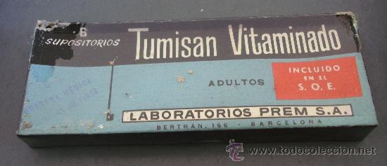 Cajas y cajitas met&aacute;licas: caja de farmacia/ medicamento de a&ntilde;os 50/60 aprox: tumisan vitaminado (sin abrir,caja en mal estado)