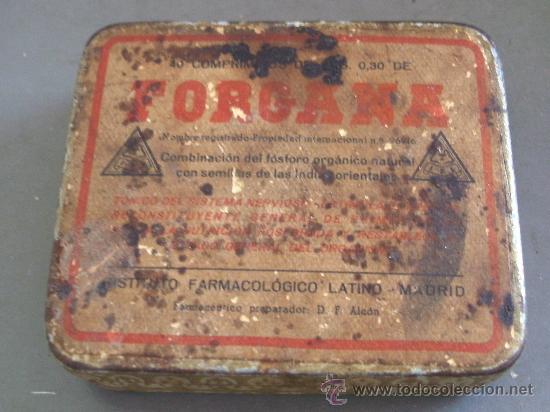 Boxes and metal boxes: caja metalica forgana - instituto farmacologico latino, malaga (vacia, 5,5x6cm aprox)