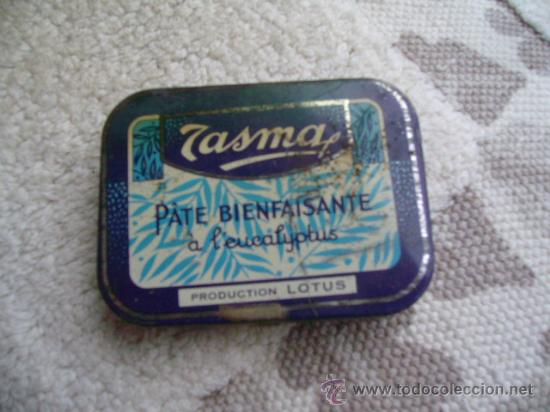 Cajas y cajitas met&aacute;licas: CAJITA DE HOJALATA CON PUBLICIDAD TASMA DE FARMACIA medicamento