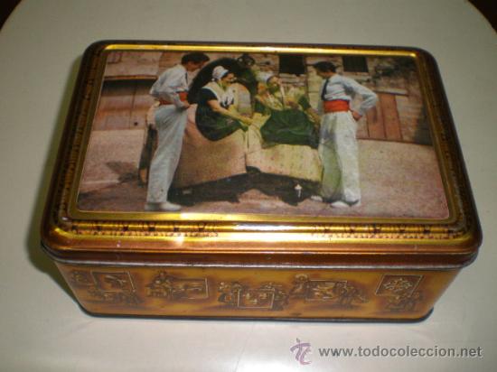 Cajas y cajitas met&aacute;licas: ANTIGUA CAJA DE CHAPA LITOGRAFIADA