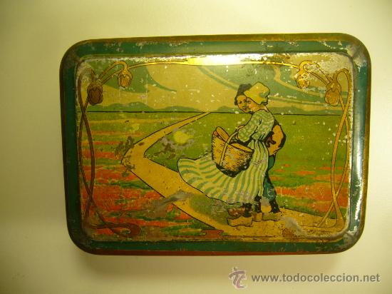 Cajas y cajitas met&aacute;licas: BONITA CAJA METALICA CON SERIGRAFIA ART NOUVEAU A&Ntilde;OS 20 HIJOS DE G BERTRAN BARCELONA