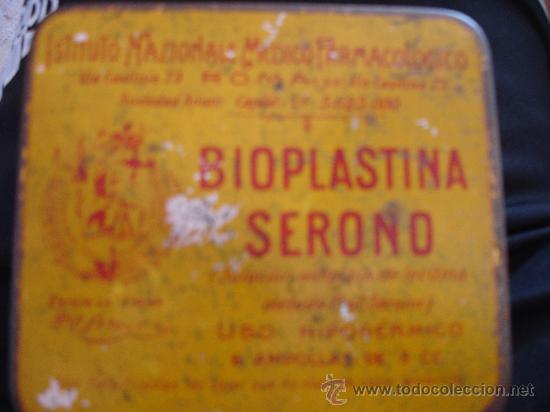 Boxes and metal boxes: BIOPLASTINA SERONO - CAJA FARMACIA DE METAL LITOGRAFIADO -