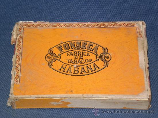 Cajas y cajitas met&aacute;licas: CAJA DE PUROS VACIA EN MADERA , FONSECA ( FABRICA DE TABACOS HABANA ) . VER DESCRIPCION .
