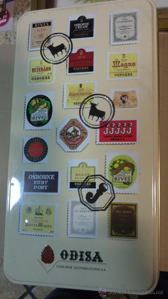 Cajas y cajitas met&aacute;licas: &OSBORNE DISTRIBUIDORA PRECIOSA CAJA/GRAN FORMATO/ ,CHAPA CON PUBLICIDAD (INCLUSO INTERIOR)