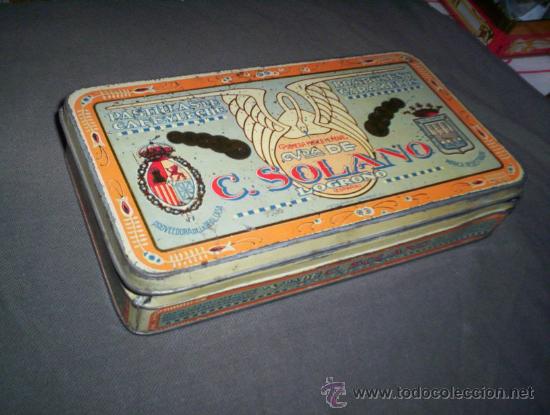 Cajas y cajitas met&aacute;licas: preciosa lata art deco caramelos viuda solano logro&ntilde;o a&ntilde;os 20