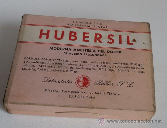 Cajas y cajitas met&aacute;licas: HUBERSIL ANESTESIA CONTRA EL DOLOR ANTIGUO MEDICAMENTO