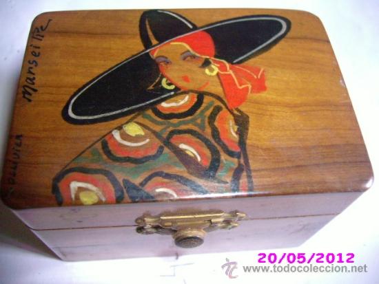 Cajas y cajitas met&aacute;licas: art deco cajita madera firmada ollivier marsella