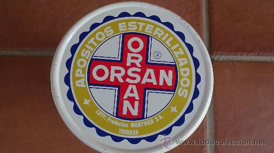 Cajas y cajitas met&aacute;licas: &-ANTIGUA LATA DE APOSITOS ESTERILIZADOS-ORSAN-PRODUCTOS MONTVIER,TARRASA.A&Ntilde;O1975