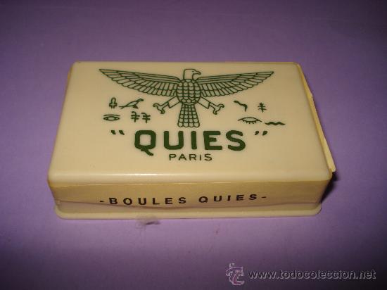 Casse e cassette metalliche: Antigua Cajita con Tapones de Cera y Algod&oacute;n Perfumados QUIES Paris a Estrenar Completa 1960s