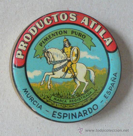 Blechdosen und Kisten: CAJITA litografiada Pimento PURO.Productos Atila ESPINARDO MURCIA.5,4 cm diam x 1,5. - Vell i Bell