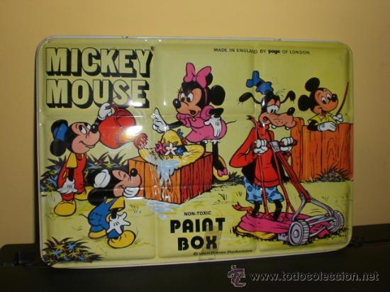 Cajas y cajitas met&aacute;licas: CAJA MET&Aacute;LICA ACUARELAS MICKEY MOUSE. 25X17 CMS. PAINT BOX. ENGLAND. A&Ntilde;OS 70. A ESTRENAR.