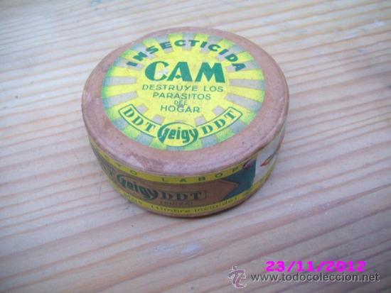 Cajas y cajitas met&aacute;licas: cajita de carton insecticida cam geigy siuza caja de carton llena sello con loro