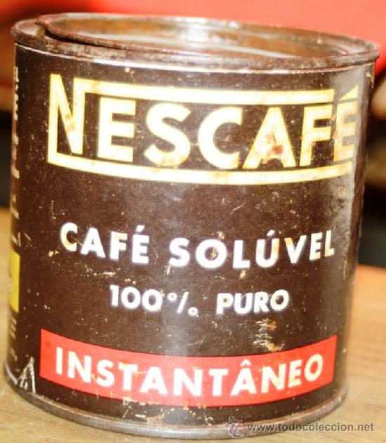 Cajas y cajitas met&aacute;licas: MUY ANTIGUO BOTE DE NESCAFE CAFE SOLUVEL FABRICA ARARAS ESTADO DE SAO PAULO BRASIL BIEN CONSERVADO