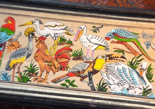 Cajas y cajitas met&aacute;licas: CURIOSA CAJA DE MADERA PINTADA. AVES - Foto 1