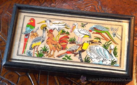 Cajas y cajitas met&aacute;licas: CURIOSA CAJA DE MADERA PINTADA. AVES - Foto 4