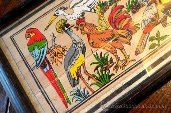Cajas y cajitas met&aacute;licas: CURIOSA CAJA DE MADERA PINTADA. AVES - Foto 5