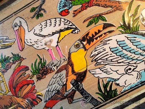 Cajas y cajitas met&aacute;licas: CURIOSA CAJA DE MADERA PINTADA. AVES - Foto 7