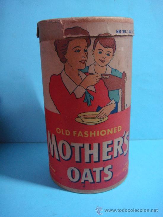 Bo&icirc;tes et petites bo&icirc;tes m&eacute;talliques: ANTIGUO BOTE DE CEREALES DE CARTON. OLD FASHIONED MOTHER&acute;S OATS. 20 SEPTIEMBRE 1955