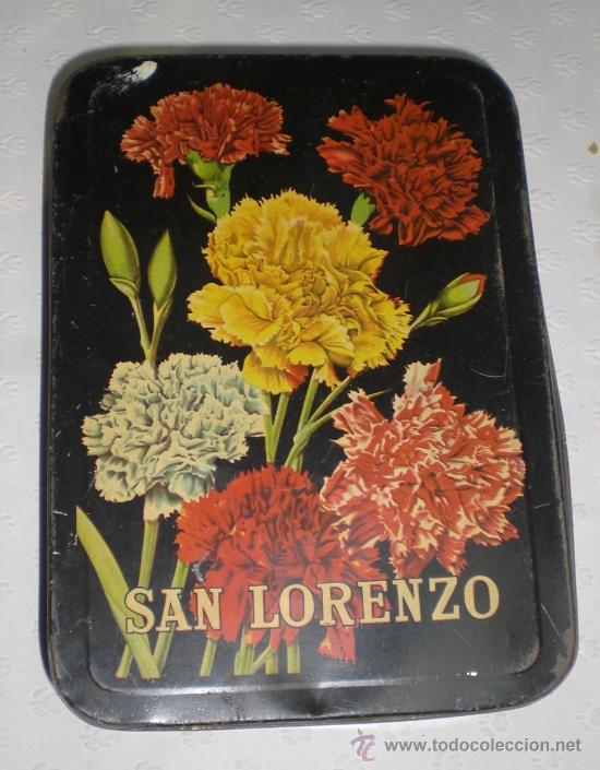 Bo&icirc;tes et petites bo&icirc;tes m&eacute;talliques: Antigua caja met&aacute;lica de nata de membrillo San Lorenzo. . 1963. Puente Genil.