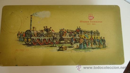 Blechdosen und Kisten: CAJA MARKE TEEKANNE SERIGRAFIADA CON TREN ANTIGUO DER ADLER 1835