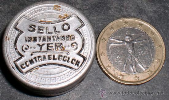 Bo&icirc;tes et petites bo&icirc;tes m&eacute;talliques: caja sello purgante yer a&ntilde;os 30