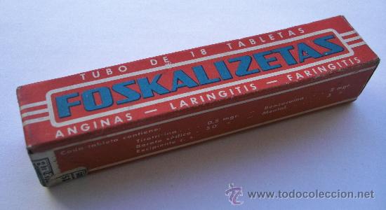 Cajas y cajitas met&aacute;licas: caja de farmacia: foskalizetas, tubo de tabletas - anginas, laringitis...9x2x2cm aprox