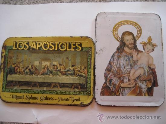 Cajas y cajitas met&aacute;licas: LOTE DE DOS TAPAS DE CHAPAS CROMOLITOGRAFIADAS DE CAJAS DE MEMBRILLO- PUENTE GENIL.
