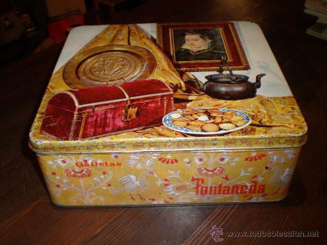 Cajas y cajitas met&aacute;licas: CAJA DE CHAPA GALLETAS FONTANEDA A&Ntilde;OS 70/80