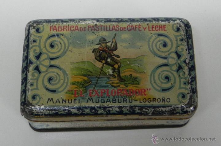 Caixas e caixinhas met&aacute;licas: ANTIGUA CAJA G. DE ANDREIS DE BADALONA DE HOJALATA LITOGRAFIADA ESPA&Ntilde;OLA CON PUBLICIDAD DE EL EXPLOR