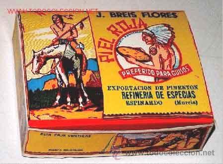 Caixas e caixinhas met&aacute;licas: ANTIGUA CAJA DE CARTON DE PUBLICIDAD PIEL ROJA - MIDE 13,5 X 10,5 X 4 CMS.
