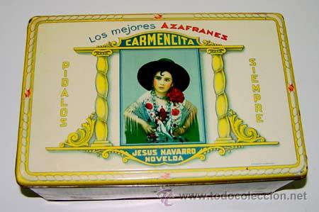 Caixas e caixinhas met&aacute;licas: ANTIGUA CAJA DE HOJALATA LITOGRAFIADA CON PUBLICIDAD CARMENCITA - LITOGRAFIA ANDREIS - MIDE 27 X 17