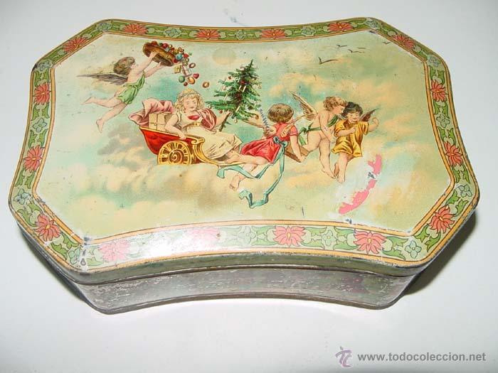 Caixas e caixinhas met&aacute;licas: ANTIGUA Y PRECIOSA CAJA DE HOJALATA LITOGRAFIADA CON NI&Ntilde;OS Y CARAMELOS - POSIBLEMENTE DE ALCALA DE H