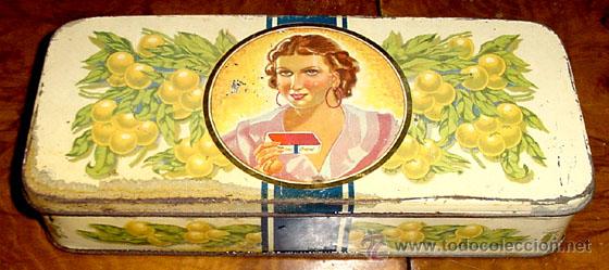 Caixas e caixinhas met&aacute;licas: ANTIGUA CAJA DE HOJALATA LITOGRAFIADA CON PUBLICIDAD DE LA FAMA . FABRICA DE DULCE DE MEMBRILLO - PU