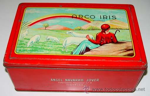 Blechdosen und Kisten: ANTIGUA CAJA DE HOJALATA  LITOGRAFIADA CON PUBLICIDAD DE ANGEL NAVARRO JOVER - NOVELDA - MIDE 27X18X