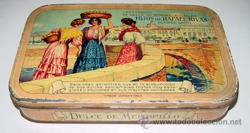 Caixas e caixinhas met&aacute;licas: ANTIGUA CAJA DE HOJALATA LITOGRAFIADA - CON PUBLICIDAD DE FABRICA DE MEMBRILLO HIJOS DE RAFAEL RIVAS