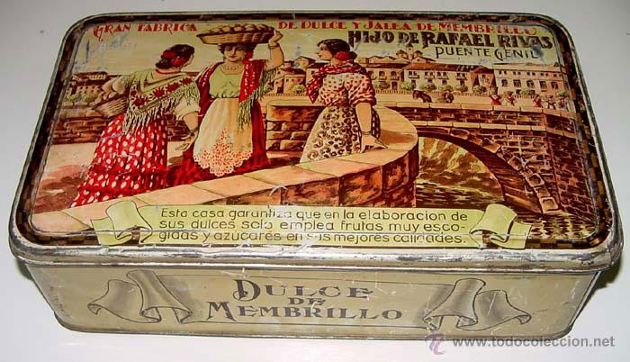 Blechdosen und Kisten: ANTIGUA CAJA DE HOJALATA LITOGRAFIADA CON PUBLICIDAD DE DULCE Y JALEA DE MEMBRILLO DE PUENTE GENIL -