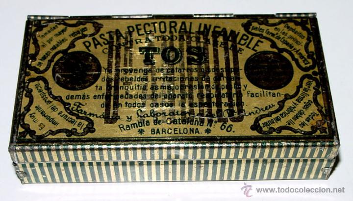 Caixas e caixinhas met&aacute;licas: ANTIGUA CAJA DE HOJALATA LITOGRAFIADA CON PUBLICIDAD DE PASTA PECTORAL INFALIBLE PARA LA TOS . DR. A