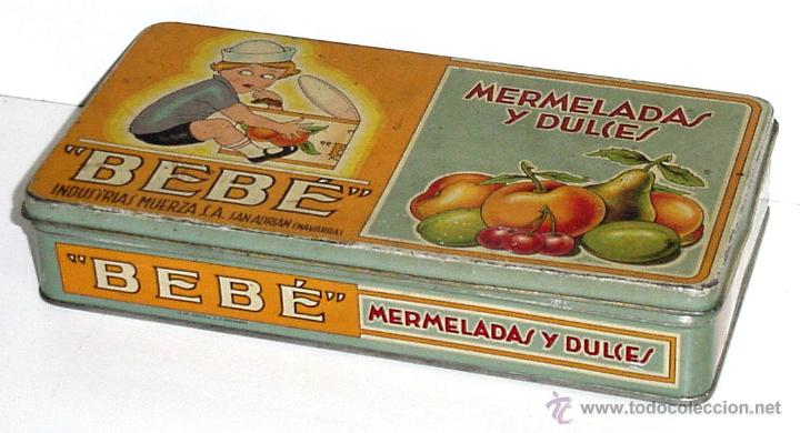 Blechdosen und Kisten: ANTIGUA CAJA DE HOJALATA LITOGRAFIADA CON PUBLICIDAD DE BEBE INDUSTRIAS MUERZA S.A. - SAN ADRIAN (NA