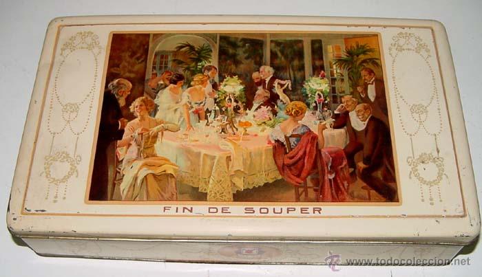 Caixas e caixinhas met&aacute;licas: ANTIGUA CAJA DE HOJALATA LITOGRAFIADA CON PUBLICIDAD DE VERDADEROS CHOCOLATES DE LOS PADRES AGUSTINO