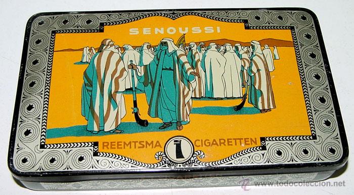 Blechdosen und Kisten: ANTIGUA CAJA DE HOJALATA LITOGRAFIADA CON PUBLICIDAD DE CIGARRILLOS SENOUSSI - REEMTSMA CIGARETTEN -