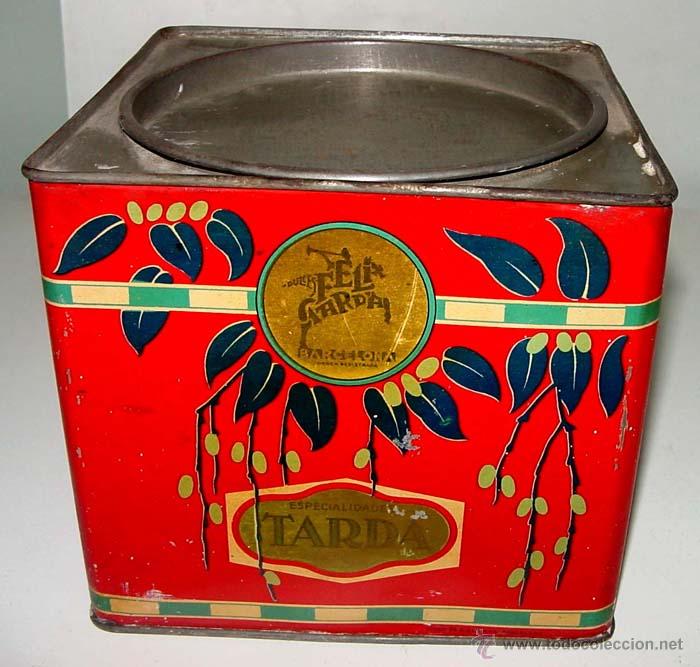 Blechdosen und Kisten: ANTIGUA CAJA DE HOJALATA LITOGRAFIADA CON PUBLICIDAD DE FABRICA DE DULCES Y CONFITERIA VIUDA DE FELI