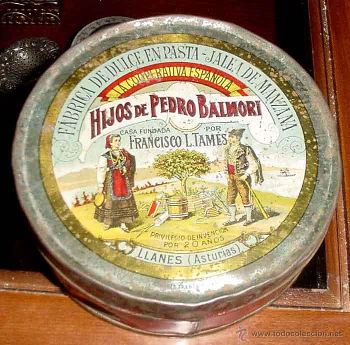 Blechdosen und Kisten: ANTIGUA CAJA DE HOJALATA LITOGRAFIADA CON PUBLICIDAD DE FABRICA DE JALEA DE MANZANA, HIJOS DE PEDRO