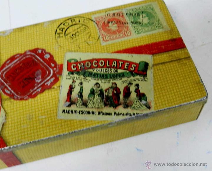 Blechdosen und Kisten: ANTIGUA CAJA DE HOJALATA LITOGRAFIADA CON PUBLICIDAD DE FABRICA DE MATIAS LOPEZ, CAFE TORREFACTO - E