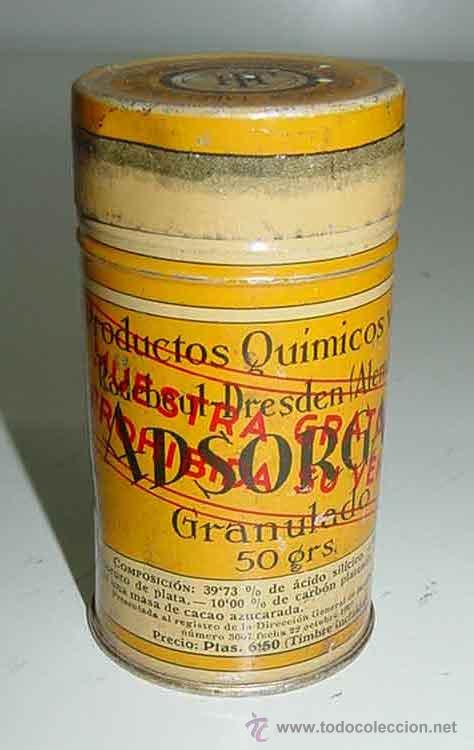 Caixas e caixinhas met&aacute;licas: ANTIGUA CAJA DE HOJALATA LITOGRAFIADA CON PUBLICIDAD DE PRODUCTOS QUIMICOS VON HEYDEN, S.A. - ABSORG