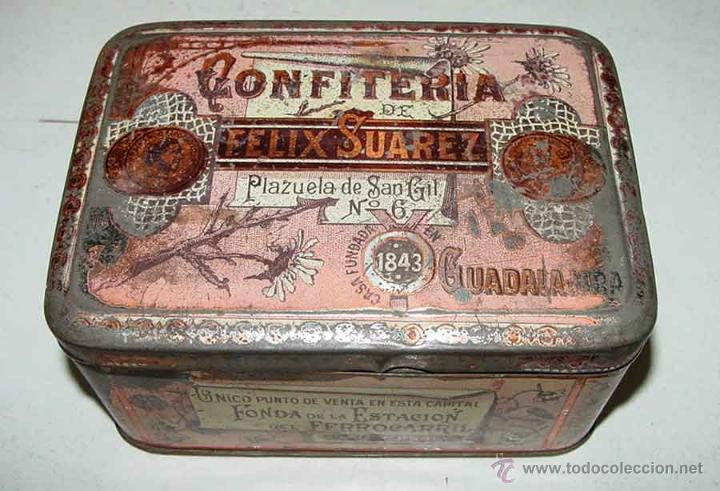 Blechdosen und Kisten: ANTIGUA CAJA DE HOJALATA LITOGRAFIADA CON PUBLICIDAD DE BIZCOCHOS BORRACHOS DE GUADALAJARA - CONFITE
