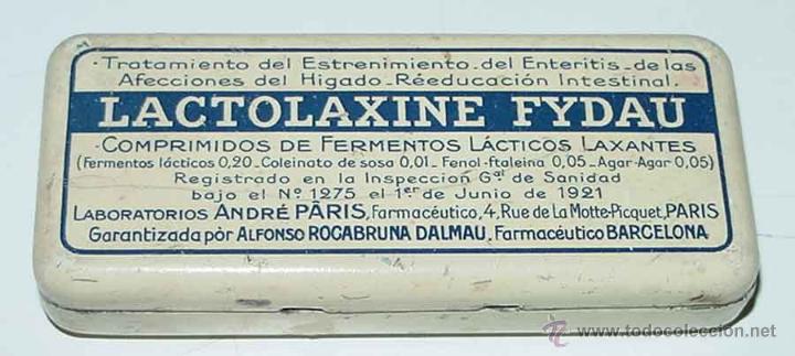 Caixas e caixinhas met&aacute;licas: ANTIGUA CAJITA DE HOJALATA LITOGRAFIADA CON PUBLICIDAD DE &lsquo;LACTOLAXINE FYDAU&rsquo;, FARMACIA . MIDE 9,5 X