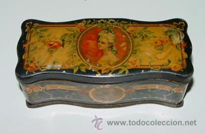 Blechdosen und Kisten: ANTIGUA CAJA DE HOJALATA LITOGRAFIADA principios de siglo, realmente preciosa, MIDE 11,5 X 4,7 X 4,4