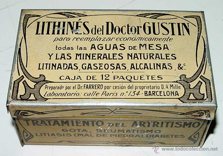 Blechdosen und Kisten: ANTIGUA CAJITA DE HOJALATA LITOGRAFIADA CON PUBLICIDAD DE FARMACIA, LITHINES DEL DOCTOR GUSTIN - MID
