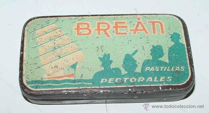 Caixas e caixinhas met&aacute;licas: ANTIGUA CAJA DE HOJALATA LITOGRAFIADA CON PUBLICIDAD DE FARMACIA . BREAN, PASTILLAS PECTORALES . MID